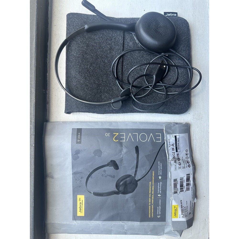 Jabra Evolve2 30 Black Wired Headset USB-A ‎ MA Mono Open Box